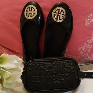 Steve Madden fanny pack and Wanted black shoe set.